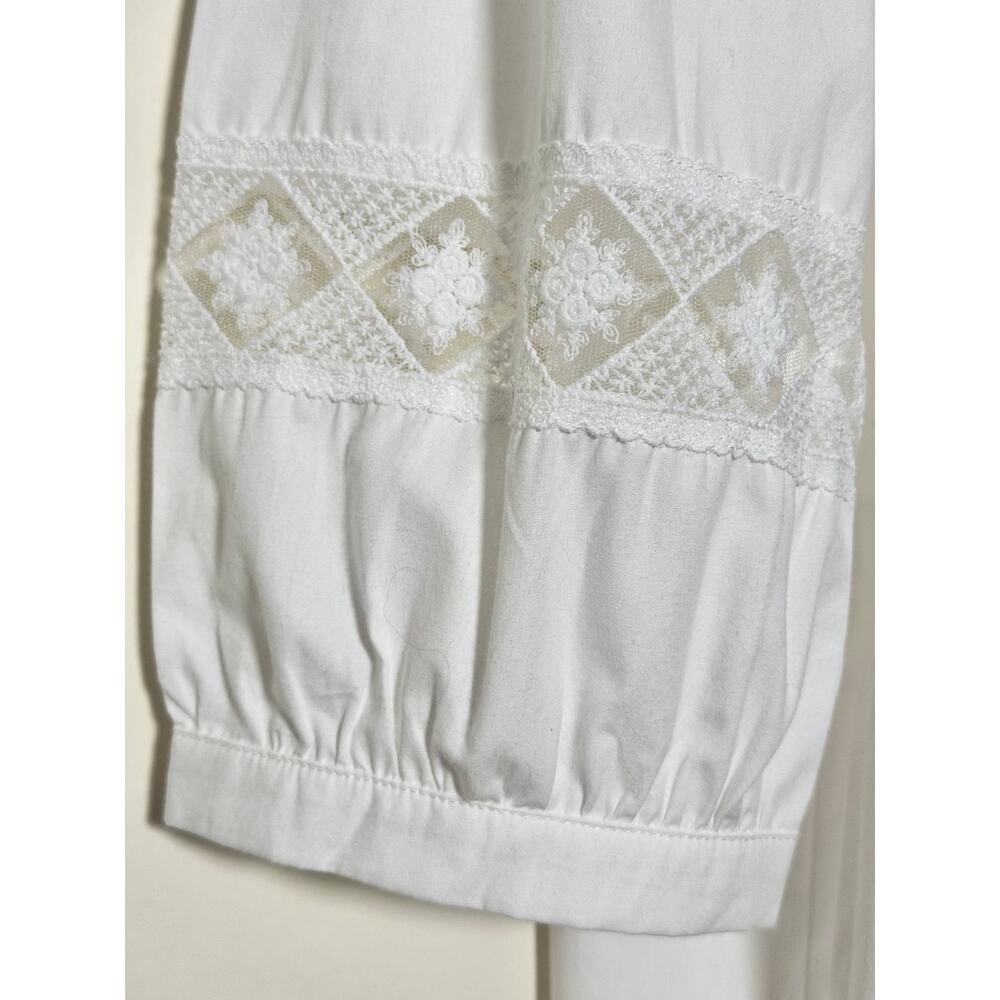 White Babydoll Mini Dress XL Lace Embroidery Boho Honeymoon Romantic Cottagecore - Picture 2 of 5